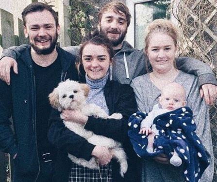 James Williams with his siblings Beth, Ted and Maisie Williams and nephew.